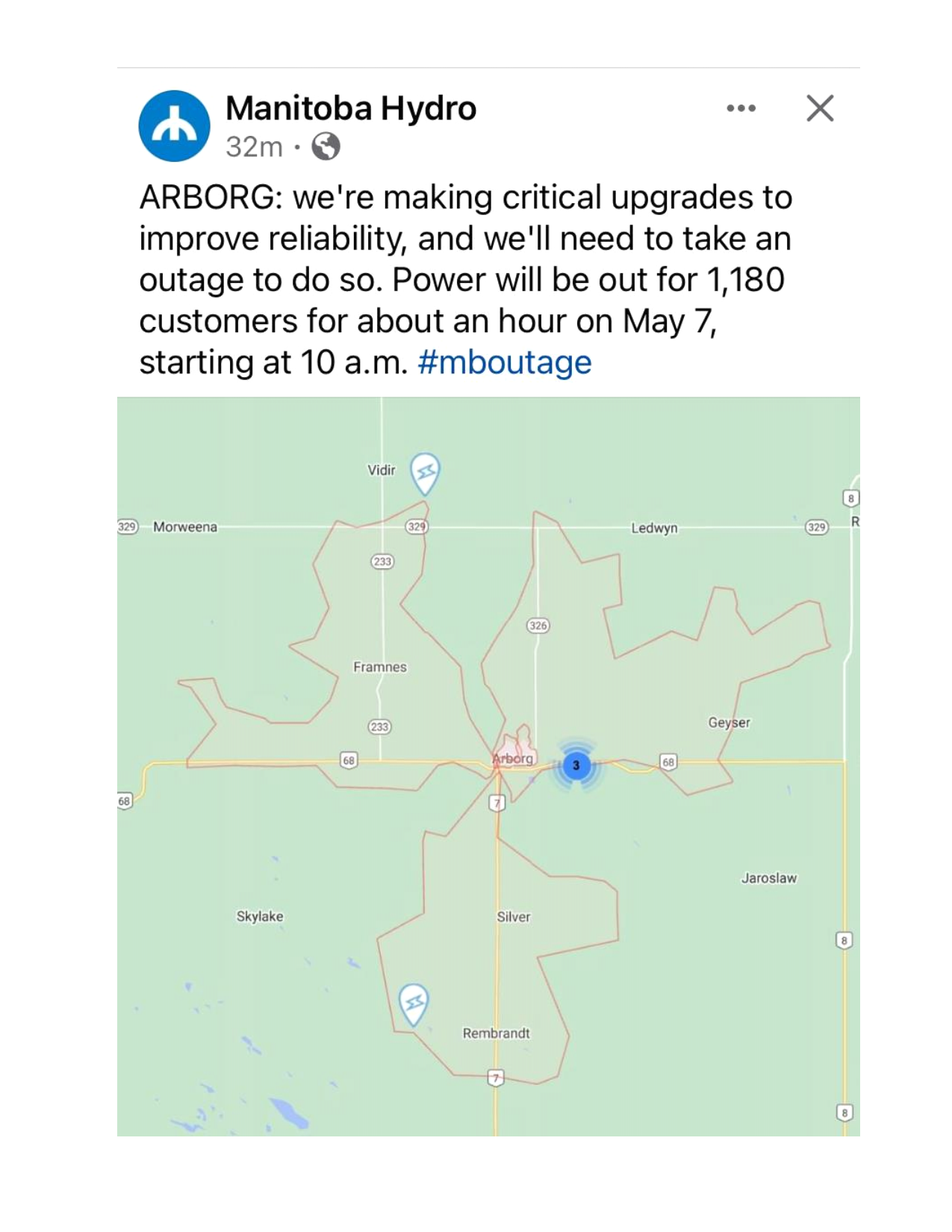 Hydro Outage May 7 2024