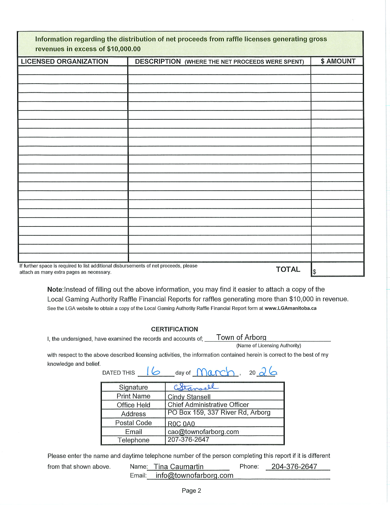 TownofArborg 2025 LGAF Report 2